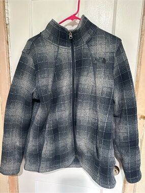 The North Face Women's Grey Plaid Full-Zip Fleece Jacket